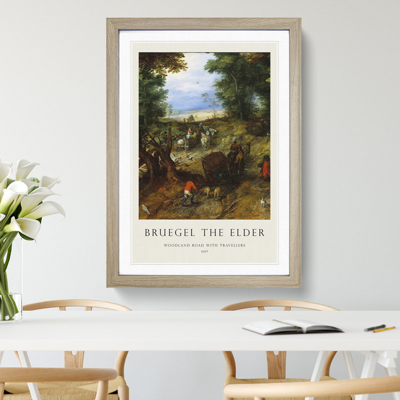 A Woodland Road with Travellers by Pieter Bruegel the Elder - Picture Frame Painting, Oak Framed, 65cm H x 48cm W x 2cm D