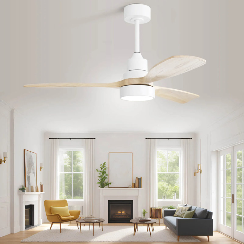 Ventilateur de plafond en bois massif 48 pouces avec moteur à courant continu réversible à intensité variable 6 vitesses