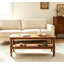 Table basse rectangulaire de 43,3 po, table basse avec tablette de rangement, table centrale classique à 2 niveaux avec pieds en bois massif laqué, canapé central facile à assembler pour le salon-133475716