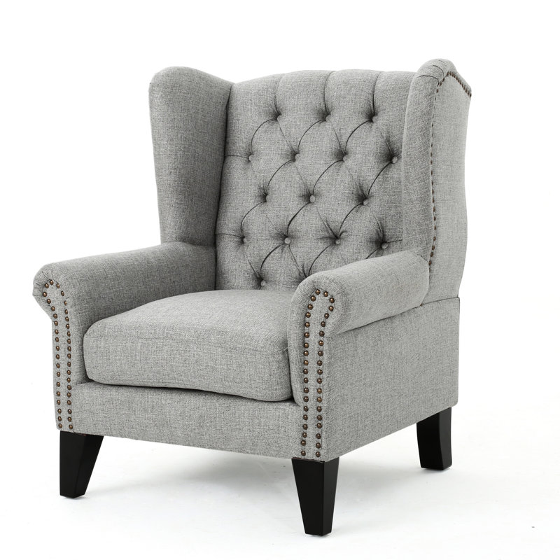 Fauteuil d'appoint à dossier en tissu gris durable, Gris