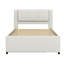 Lit plateforme tapissier double avec tête de lit en lin - Lit gigogne (plat / dressé), aucun sommier requis-574633748