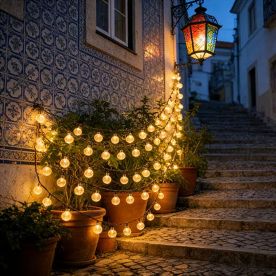 60 - Bulb 240 in. Solar Powered LED Wide Angle LED String Lights
