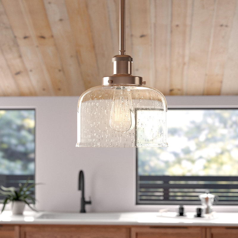 Mini luminaire suspendu en forme de tige 8 po Ballston Urban Bell, DEL, Grainé, Noir mat