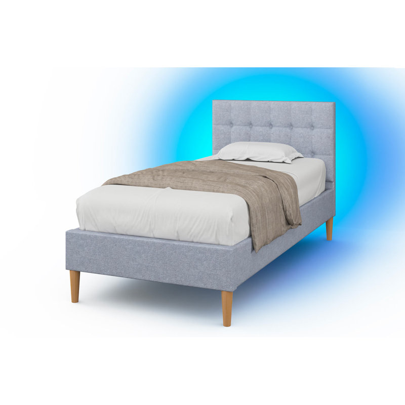 Elsea Upholstered Bed with Mattress, Memory Foam, Single (3'), Grey