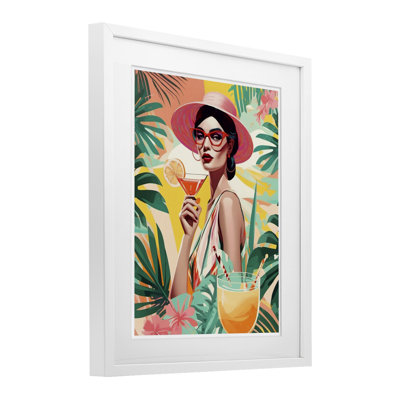 Exotic Summer Cocktail, reproduction encadrée sous verre, conception de Tabz Jones