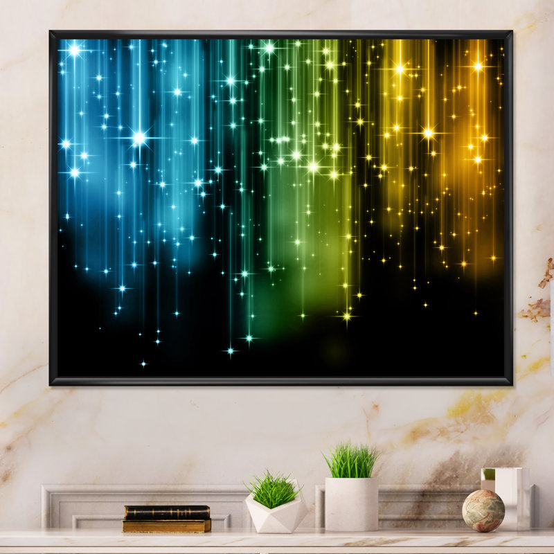 «Glowing Lights Matrix Art», reproduction sur toile, H 30 po x l 40 po x P 1,5 po, Cadre flottant noir
