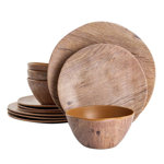 Gibson Home Woodfern 12 Piece Melamine Dinnerware Set, Service for 4