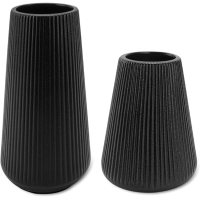 Black Ceramic Vase Set Of 2
