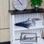 Console Farmhouse, table d'entrée brune avec tablettes de rangement