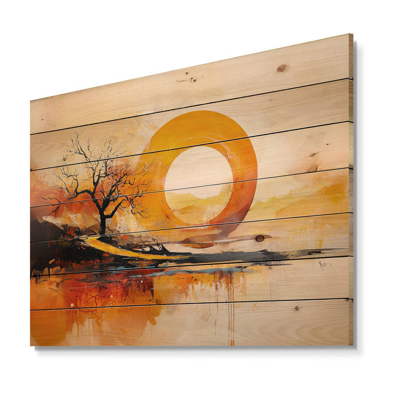 Mystic Path of Japanese Landscape I - Art mural traditionnel sur bois de pin naturel, H 24 po x l 32 po