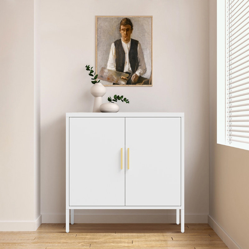 Armoire de rangement à 2 tablettes de 31,5 po de large Jaquira, Blanc