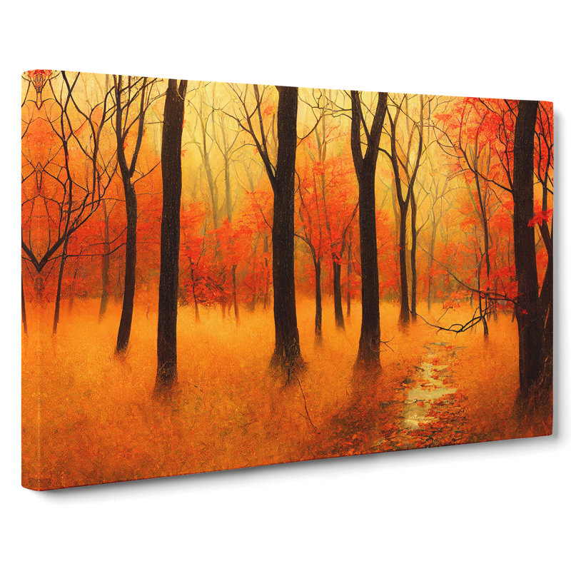 Attractive Autumn Forest - Wrapped Canvas, 35cm H x 50cm W x 3cm D