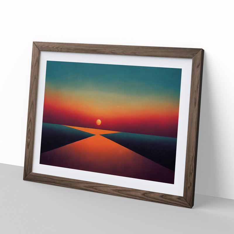 XH1022-6188X Modern Sunset Vol.4 1 Piece Single Picture Frame Wall Art, 46cm H x 64cm W x 2cm D, Walnut Framed