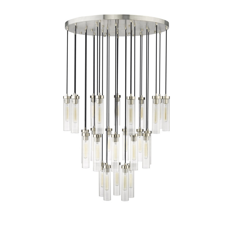 Lustre 27 lumières Mortola, Nickel brossé