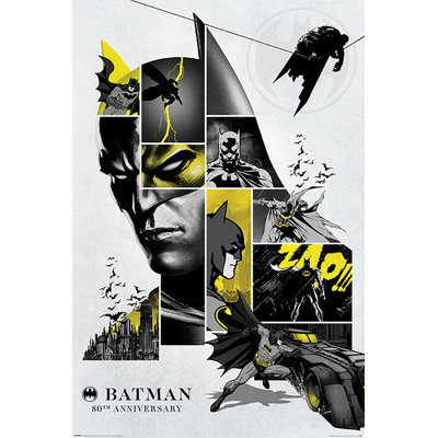  Affiche officielle 80e anniversaire de Batman - 24 x 36 po - reproduction décorative - papier à affiche - prête à encadrer
