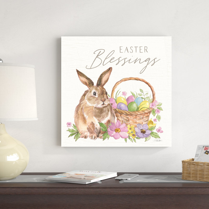 «Happy Easter VI Bright» par Silvia Vassileva, reproduction d'aquarelle, H 20 po x l 20 po x P 1,25 po