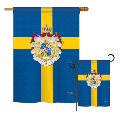 Ensemble de 2 drapeaux en polyester vertical décoratif 2 côtés suède du monde