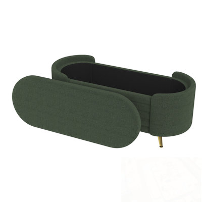 Chenille Bench with flip top storage and Metal Legs