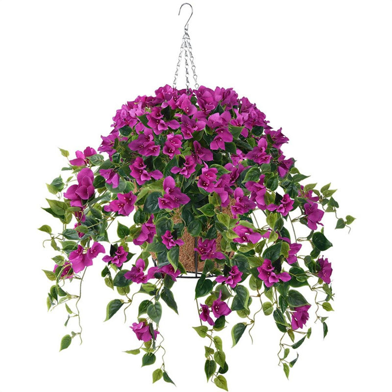 Panier à fleurs artificiel à suspendre pour la décoration extérieure, Mauve
