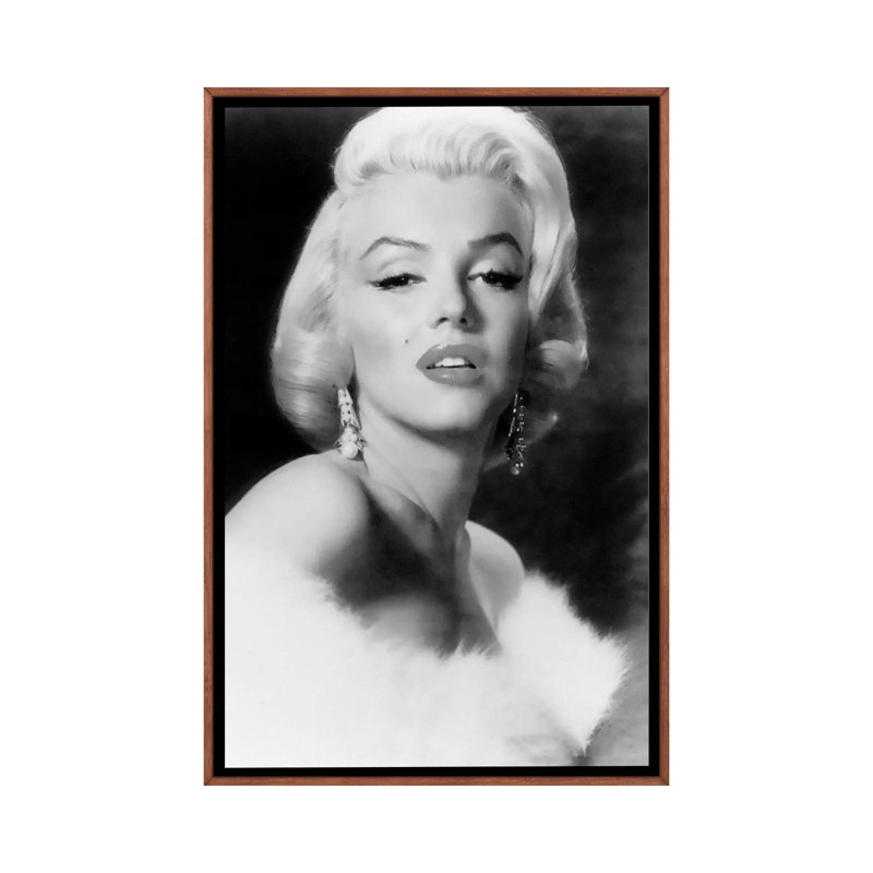 Classic Marilyn Monroe Pose I by Radio Days - Print on Canvas, Classic Brown Wood Framed, 101.6 cm H x 66.04 cm W