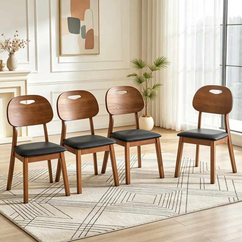 Chaises de salle à manger en bois massif, Walnut+black