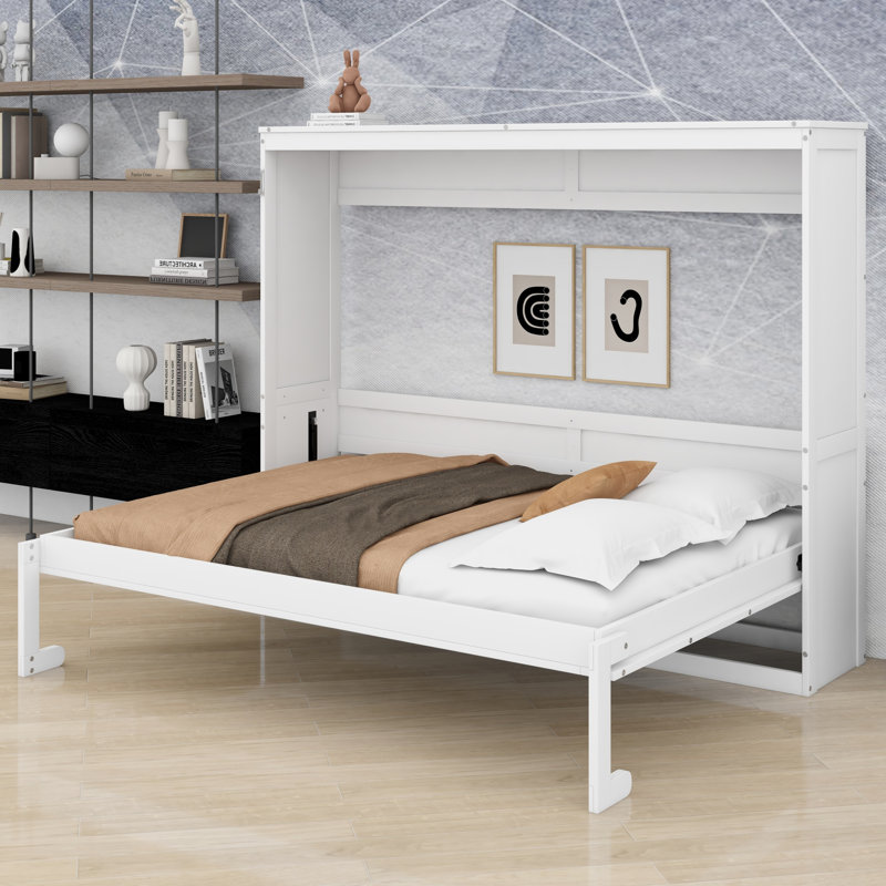 Lit escamotable peu encombrant, Lit double, Blanc
