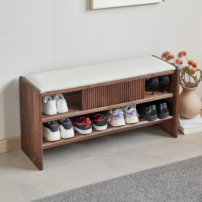 Banc de rangement en bois massif 8 paires avec tabouret à langer Minimalist