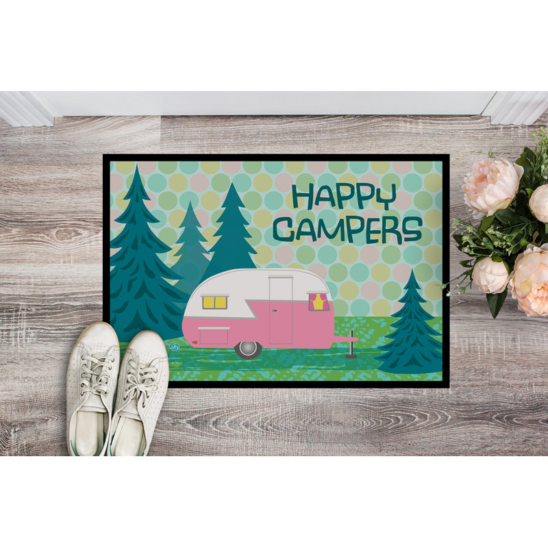 Tapis de porte d'extérieur antidérapant Wathena Happy Campers, Rectangle 2 pi x 3 pi
