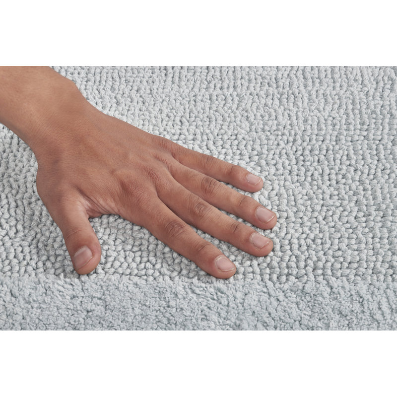 Merkel 100% Cotton Tufted Premium 3 Piece Bathroom Rug Set Machine Washable Extra Soft & Absorbent Reversible Bath Rug, Blue
