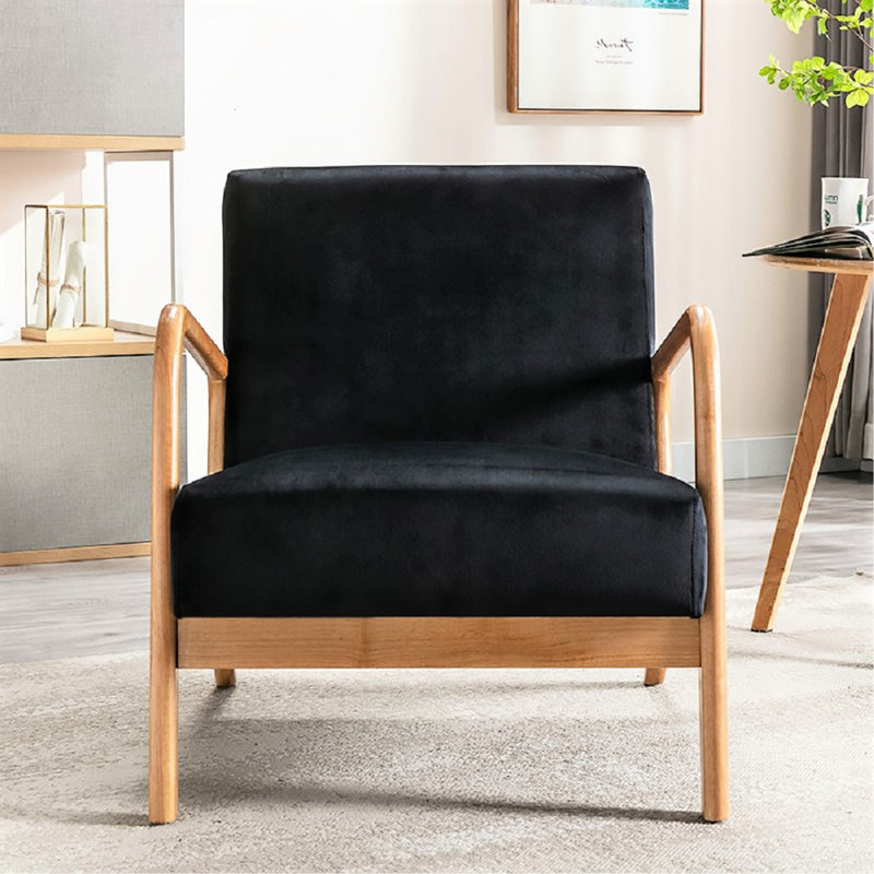 Chaise rembourrée en microfibre de style rétro, Velours noir