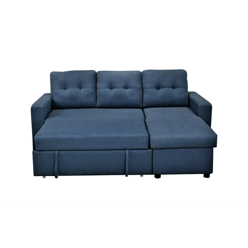 Canapé-lit modulaire en L en bleu, rembourré, canapé 3 places pour la vie, chambre polyvalente, Bleu