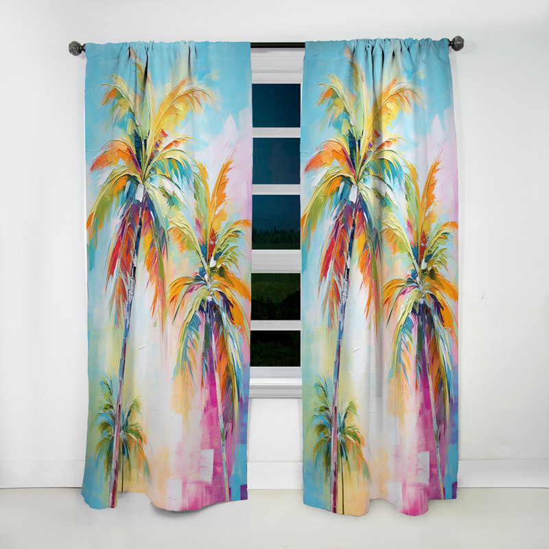 Popart Palm Trees III - Rideau obscurcissant floral palmiers et palmiers - 1 panneau, L 52 po x L 108 po