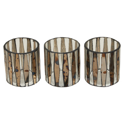 3 Piece Glass Tabletop Tealight Holder Set
