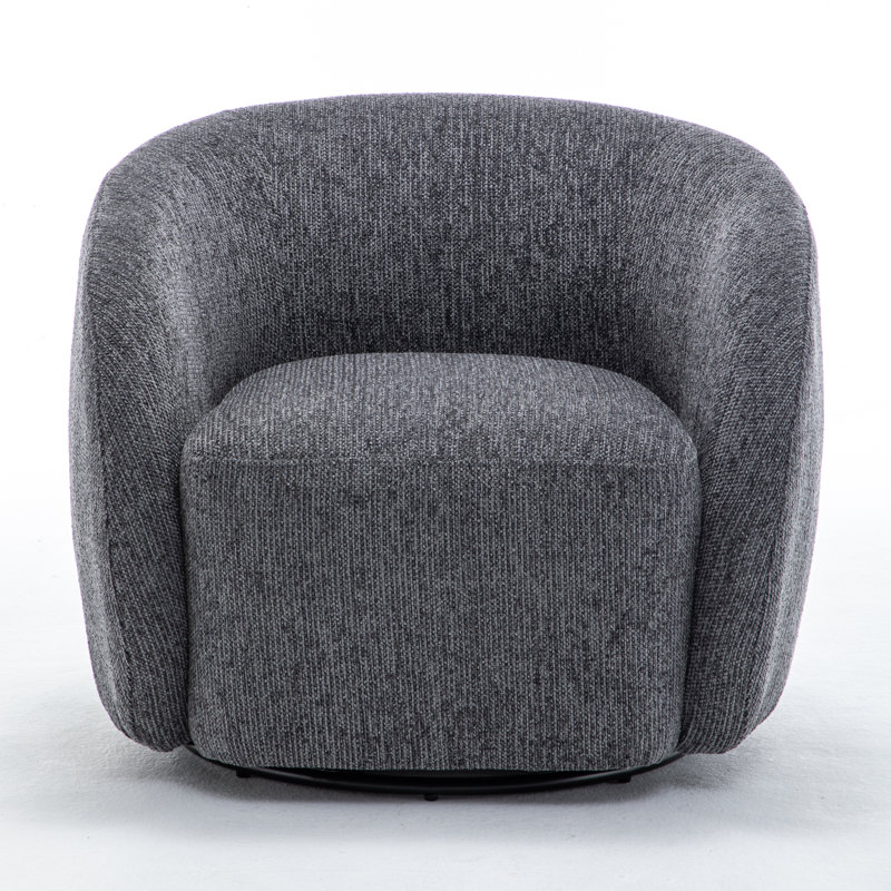 Aunna Upholstered Swivel Barrel Chair, Gray
