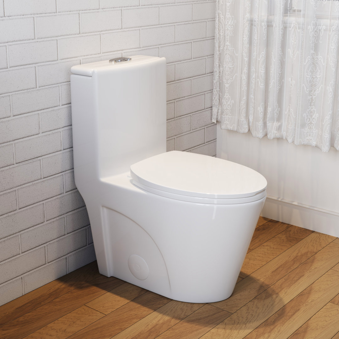 One-Piece Toilet with Chair Seat ADA Height 17.2", Elongated Dual Flush 1.28 GPF, MAP 1000g, White MOHOME