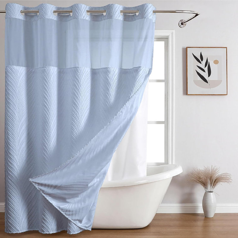 Ensemble de rideau de douche Stall no Hook, Bleu givré, H 74 po x l 71 po