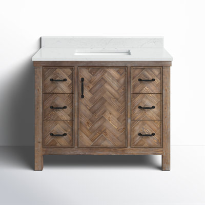 42'' Free Standing Single Bathroom Vanity with Cultured Marble Top