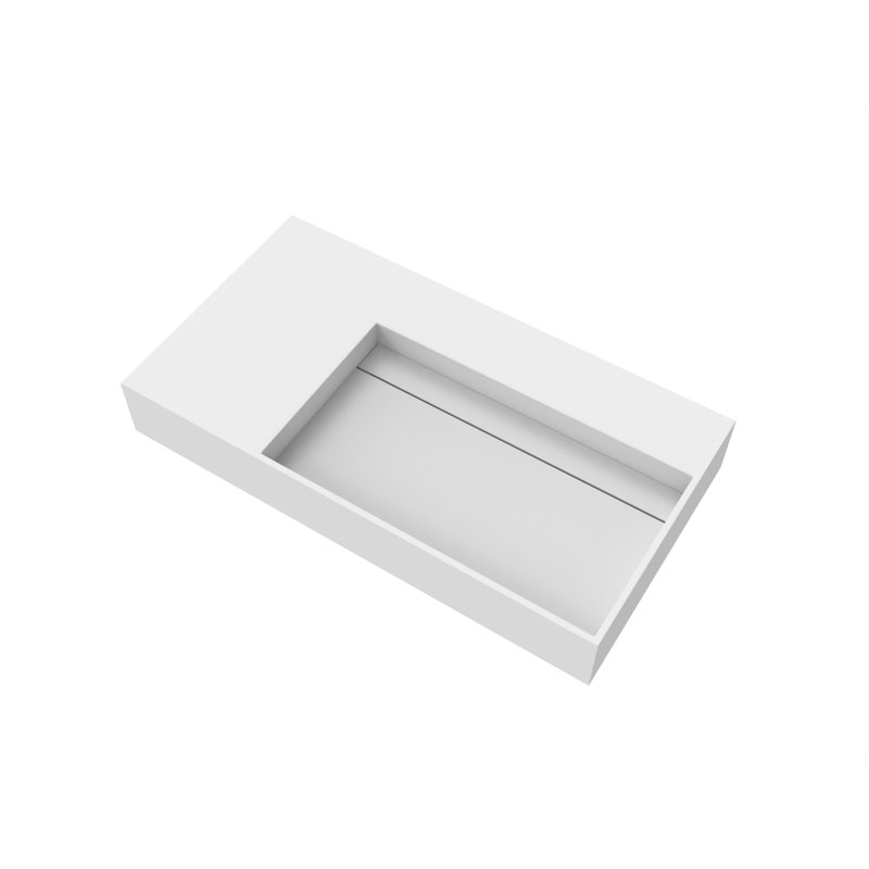 Lavabo de salle de bain mural rectangulaire 36 po avec drain dissimulé Juniper - blanc, sans trou de robinet, Blanc