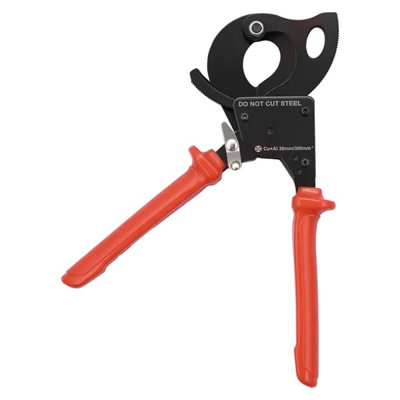 Ratcheting Cable Cutter, Spring Steel Blades with PVC-Coated Handles, Quick-Release Button, Heavy Duty Ratchet Cable Wire Cutter for Cutting Copper & Aluminum Cables Up to 600 MCM / 300 mm²