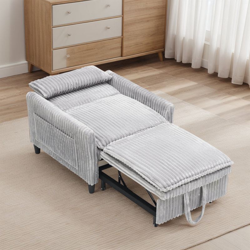Modern 3 In 1 Convertible Sofa Bed,Sleeper Sofa With Pillows, Gray Corduroy