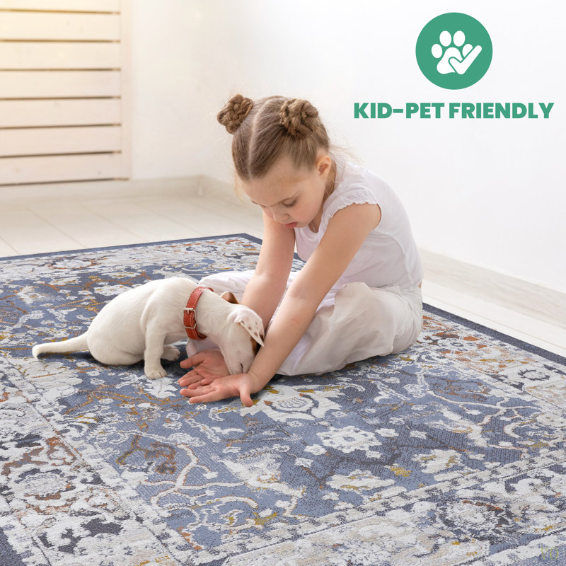 6X9 Traditional Area Rug Stain Resistant, Non-Shedding, Friendly For Living Room, Bedroom, Dining Room And High-Traffic Areas