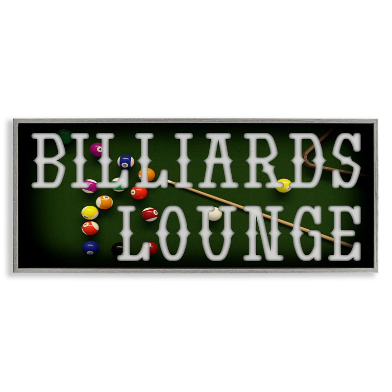«Billiards Lounge», giclée encadrée par Marcus Prime, H 13 po x l 30 po, Giclée de ferme grise encadrée