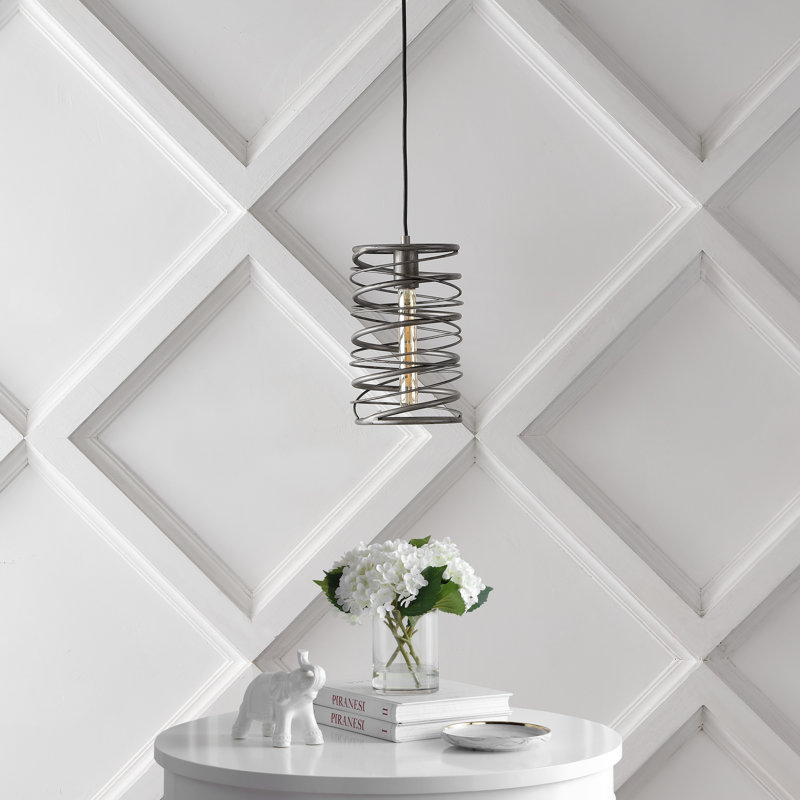 Luminaire suspendu géométrique à 1 lumière Chadwood, Argent antique