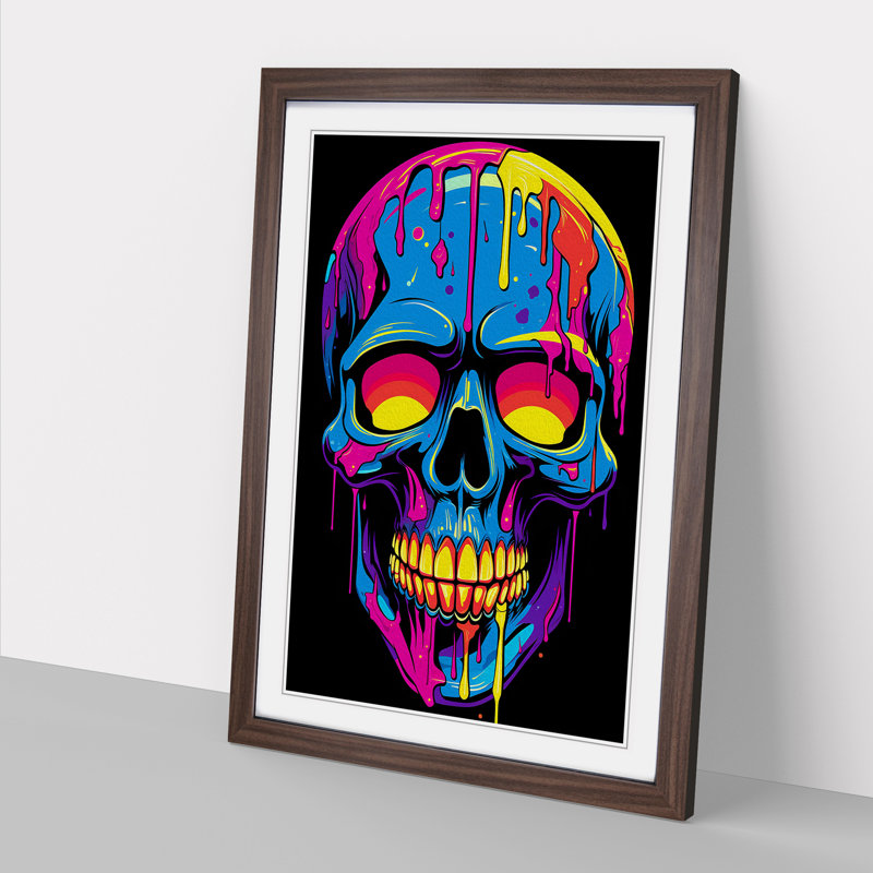 Skull Pop - Framed Print, 34cm H x 25cm W x 2cm D, Walnut
