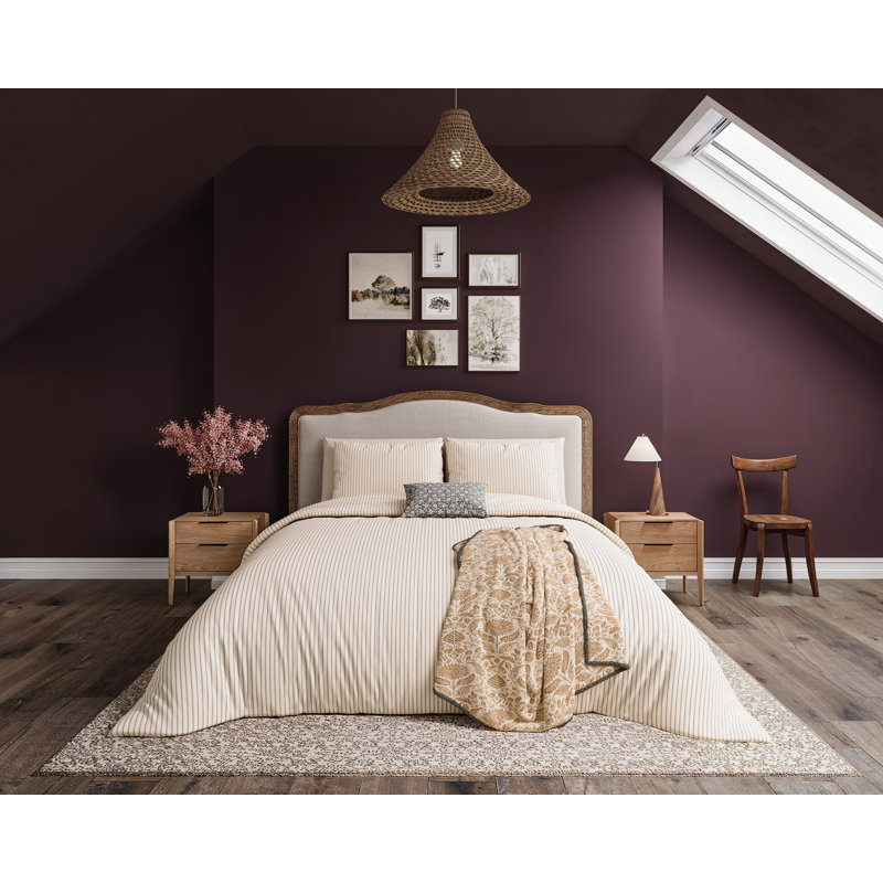 Ticking Stripe Duvet Cover Set, Kingsize Duvet Cover + 2 Pillowcases, Gold