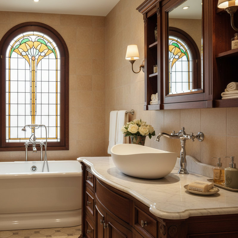 CASAINC Vessel Solid Surface Stone Basin Bathroom Sink