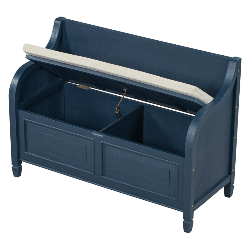 Marylea Upholstered Storage Bench, Antique Blue