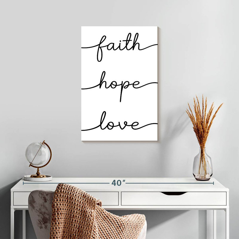 Signe mural Kema Faith Hope Love, H 24 po x l 16 po