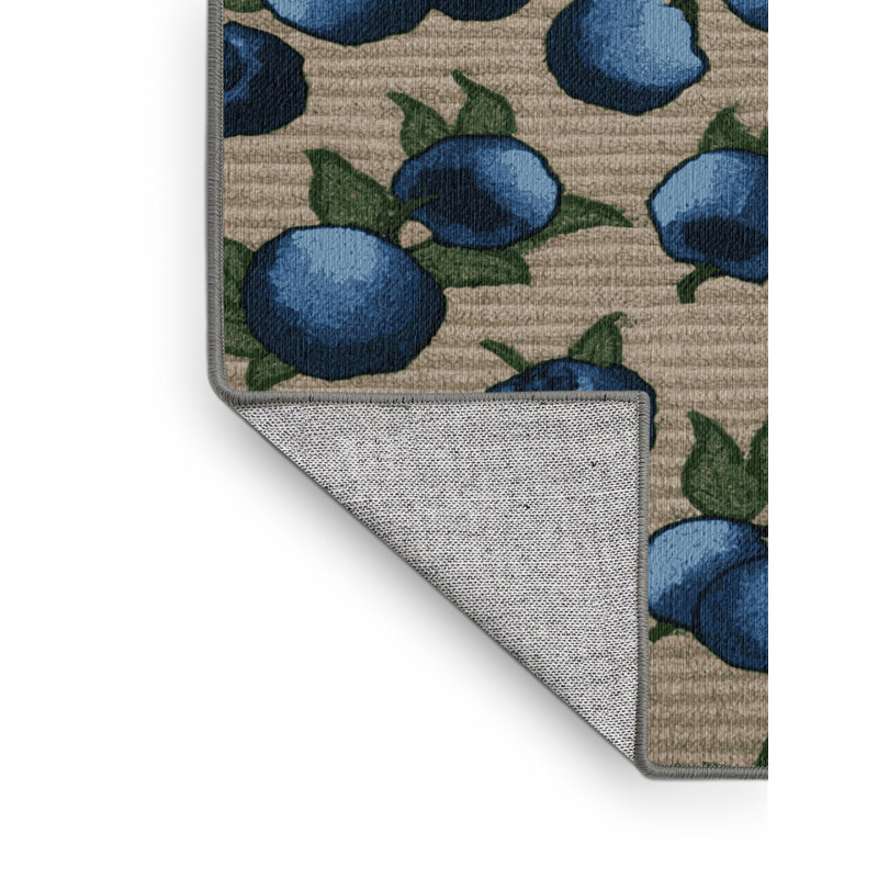  Tapis lavable aux fruits sauvages et aux bleuets, Rond 3 pi