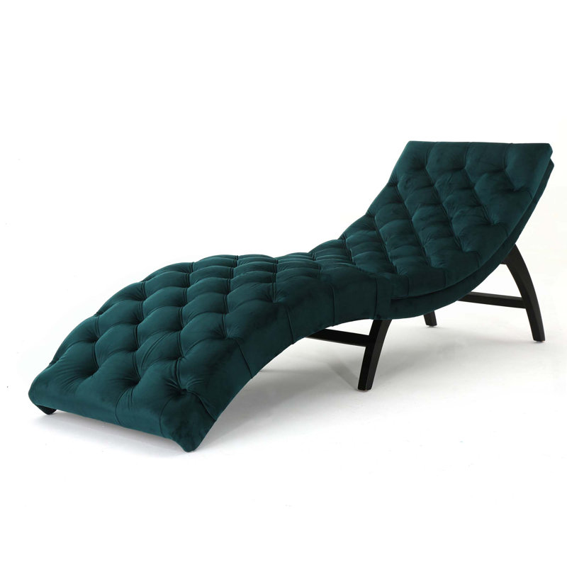 Chaise longue avec tissu en velours, Sarcelle